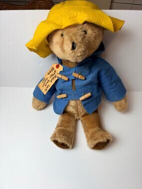 Vintage Paddington Bear Plush – Eden Toys – Blue Coat & Yellow Hat